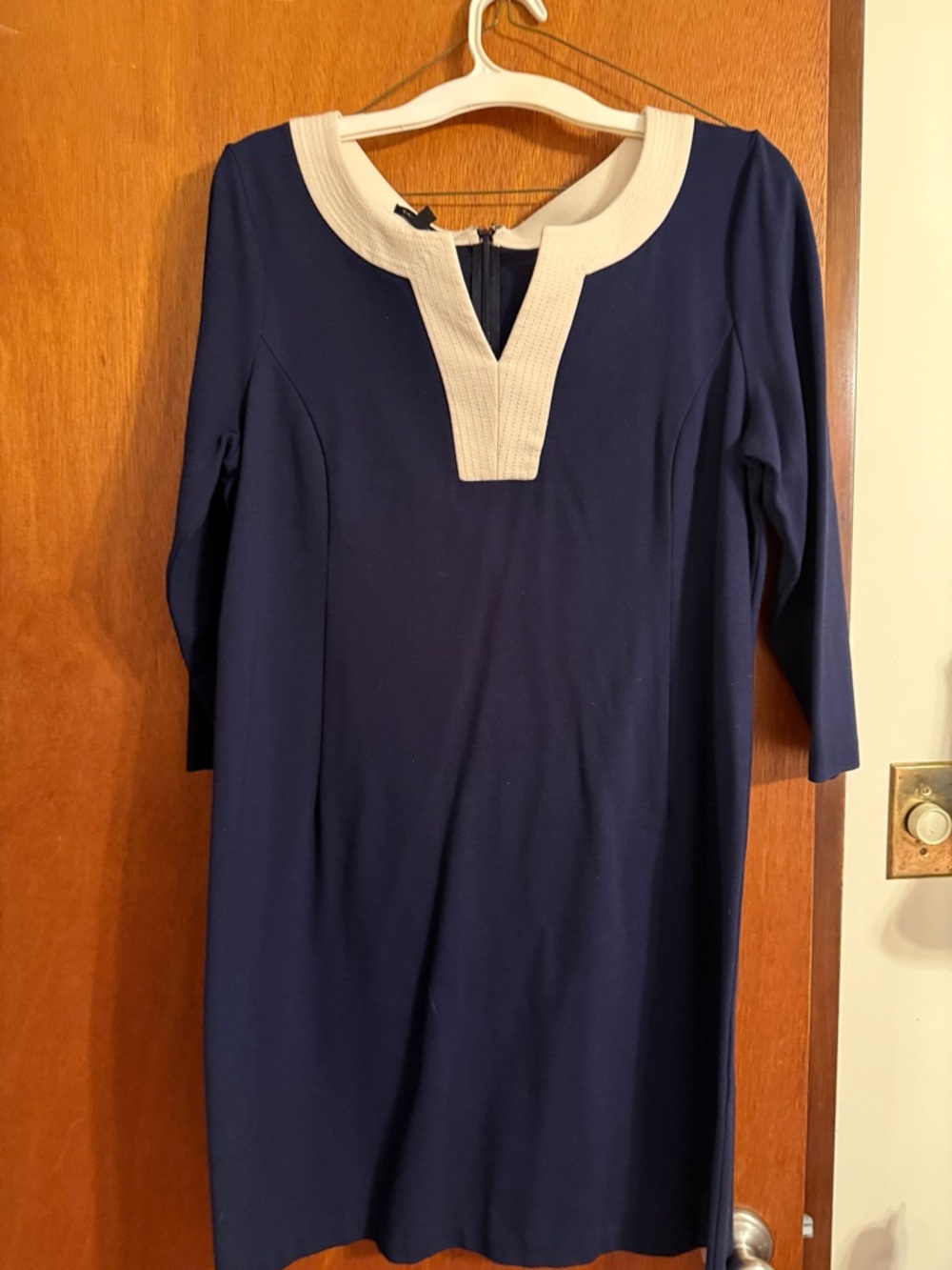 Talbots Navy Dress with White Collar Trim
